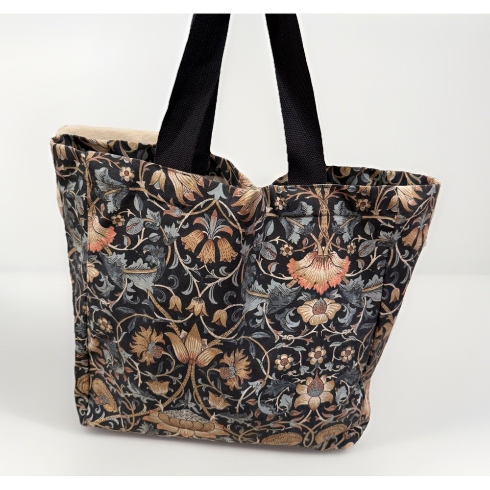 NWT MORRIS & Co. COTTON CANVAS FLORAL SHOPPING TOTE BOOK BAG‎ 16in TALL - Picture 7 of 9